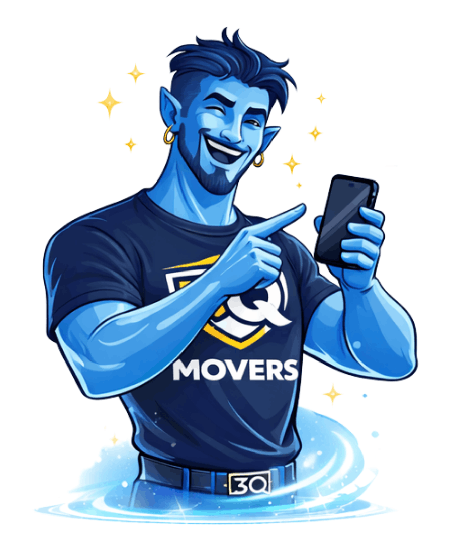 3Q Movers Mascot with Smartphone
