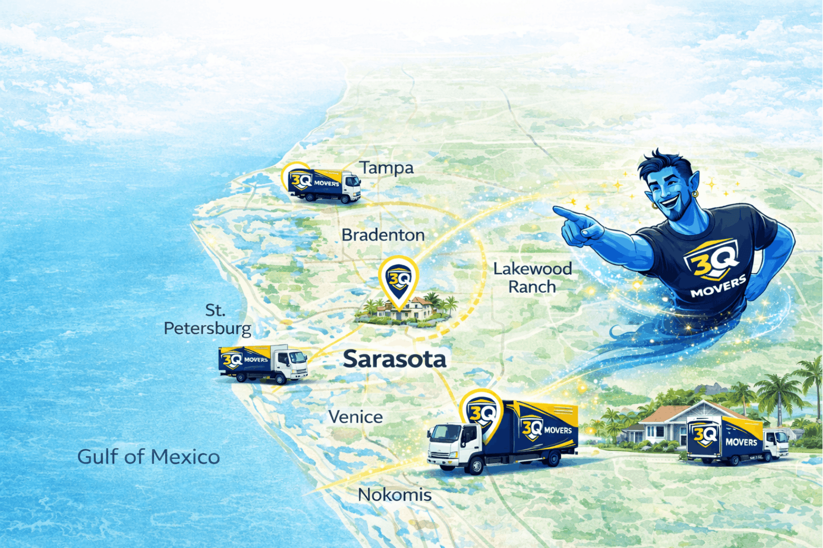 3Q Movers Service Area Map